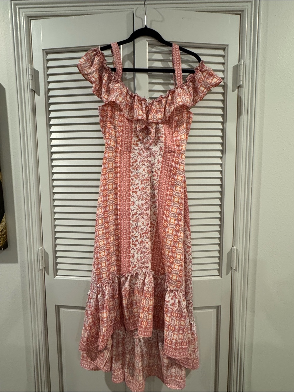 BCBGMaxAzria Floral Maxi Dress in Orange, Pink and Cream